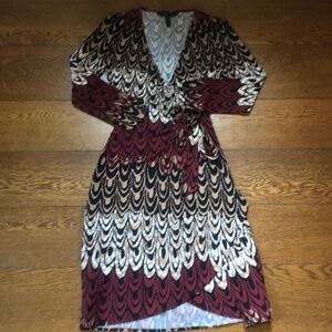 BCBG MaxAzria Adele Feather Printed Wrap Dress XS